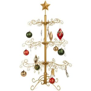 Wrought Iron Christmas Tree Ornament Display w/ Easy Assembly, Stand - 3ft 