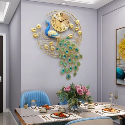 SanBouSi 36.6" Large Peacock Wall Clock 