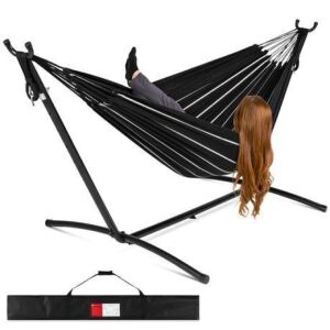 2-Person Brazilian-Style Double Hammock w/ Carrying Bag and Steel Stand 