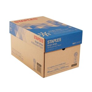 Staples Multipurpose Paper, 8.5" x 11", 22 lbs., Bright White, 500 Sheets/Ream, 10 Reams/Carto