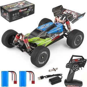 WLtoys 144001 Racing RC Cars,1:14 Scale High Speed Remote Control Car for Adults Kids, Fast RC Cars with 2 Batteries, 2.4GHz RC Buggy Off-Road Drift Car with RTR Aluminum Alloy Chassis (Green)