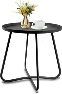 Babion Black Outdoor Steel Side Table