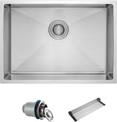 Gaomasck Undermount Kitchen Sink Single Bowl 16 Gauge Stainless Steel 22" x 16.5" 