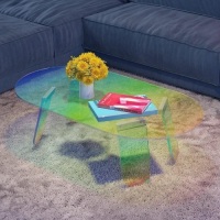 BITOWAT Acrylic Side Table 37.4" L x 19.7" W x 13.8" H Iridescent Coffee Table, Rainbow End Table Easy to Assemble&nbsp;
