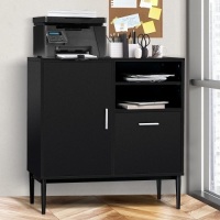 REHOOPEX Storage Cabinet with Drawer & Shelves, Free Standing Cabinet, Modern Black Accent Cabinet with Door, Wooden Side Cabinets for Living Room, Bedroom, Home Office&nbsp;16"D x 31"W x 32"H