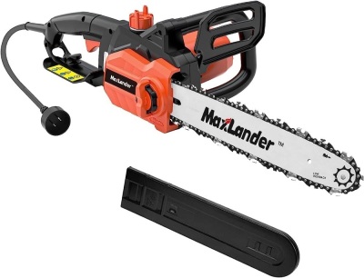 MAXLANDER Electric Chain Saw, 9 Amp Corded Chainsaw, 15m/s with 14 Inch Chain and Bar, Light Weight Multi Angle Fast Cut Powerful High Efficiency