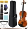 DEBEIJIN Handcrafted Beginner Violin - Premium 1/2 Violin for Kids Adults Beginners - Ready To Play Student Kids Violin