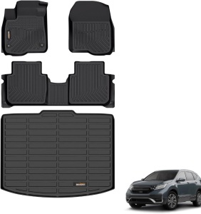 Binmotor-Floor Mats & Cargo Mat Set for 2023 2024 Honda CR-V(Only Petrol Vehicles) 丨All Weather Car Floor Mats for Honda CRV 2024 2023 30"L x 22"W x 7"Th