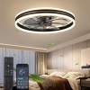 Fszdorj 2023 Upgraded 20‘’ Smart Ceiling Fan with Light, Low Profile Fan, Flush Mount Ceiling Fan, 6 Speeds, Dimmable LED, App & Remote Control, Quiet DC Motor, For Bedroom, Living Room, F105 Black