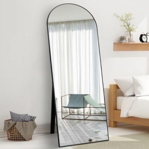 CONGUILIAO Arched Mirror 65" x 22" Arch Floor Mirror Full Length Mirror Full Body Wall Mirror Leaner Standing Black Mirror