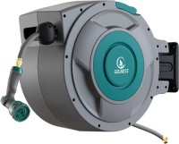 Gilbest Retractable Garden Hose Reel,5/8 in x 100 ft Wall Mounted Hose Reel, with 10- Function Sprayer Nozzle, Any Length Lock/Slow Return System/Wall Mounted/180&deg;Swivel Bracket (Grey)