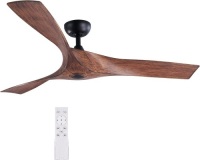 VONLUCE 52" Industrial Ceiling Fan No Light with Remote Control, Mid Century Ceiling Fans with 3 Walnut Plastic Blades, Indoor Ceiling Fan Airplane Propeller for Kitchen Bedroom Living Room