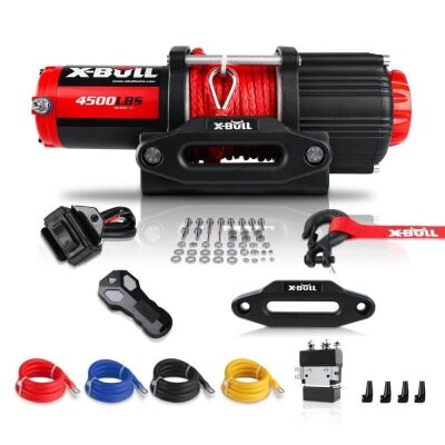 X-BULL Electric Winch 4500 LBS 12V Synthetic Rope ATV UTV Truck 4WD