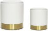 YYW HOME White Faux Leather Storage Ottomans, Pack of 2 