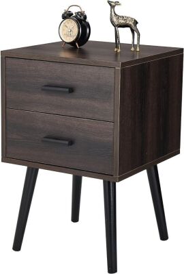 Hoorlang Nightstand with 2 Drawers, Black Oak 