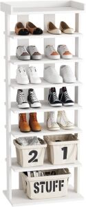 HOMEFORT 7-Tier Wood Shoe Rack, White 