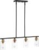 mavcadonf&nbsp;4-Light Pendant Light, Matte Black Gold with Clear Glass Shade&nbsp;