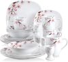 VEWEET 20-Piece Porcelain Dinnerware Set with Pink Floral, Service for 4 