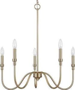 Homebelife 5 Light Farmhouse Chandelier Light Fixture, Brushed Gold