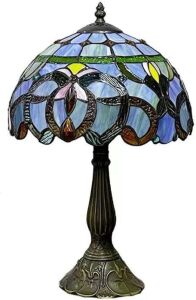 Vallaure Lupinu Tiffany Style Table Lamp, 18" Tall 