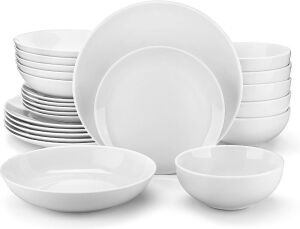 MALACASA 24-Piece Gourmet Porcelain Dinnerware Set for 6  