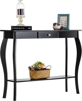 ChooChoo Narrow Console Table with Drawer, Black 