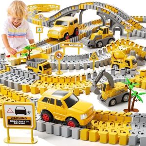 iHaHa Toddler Boy Toys for 3 4 5 6 Year Old, Total 236 PCS Construction Toys Race Tracks for Boys Kids Toys, Birthday Toys for 3 4 5 6 Year Old Boys Girls Kids