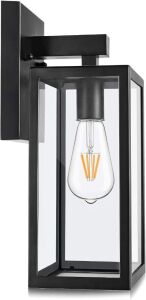 MAXvolador Outdoor Wall Lantern, Exterior Waterproof Wall Sconce Light Fixture, Matte Black Anti-Rust Wall Mount Light with Clear Glass Shade, E26 Socket Wall Lamp for Porch(Bulb Not Included)