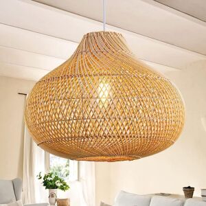 Karjearl Rattan Hand-Woven Boho Pendant Light 