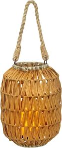 Bdor Natural Rattan Outdoor Hurricane Lantern with Removable LED Candle 