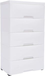 5 Drawer Plastic Storage Tower with Casters, 12" x 18" x 33" 