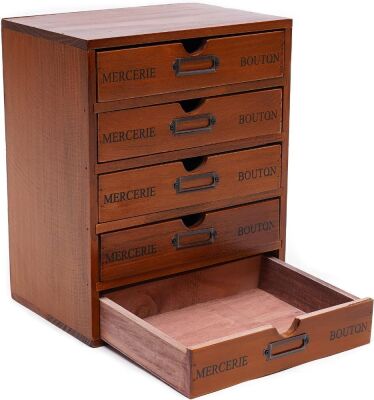 Lot of (2) 5-Drawer Apothecary Cabinet Desk Organizer