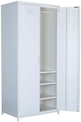 NITETRONIC Double Door 4-Layer Steel Cabinet with Clothes Rail and Shelves - Appears New 