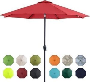 Tempera 9' Outdoor Market Patio Table Umbrella with Push Button Tilt and Crank