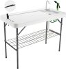 Avocahom Folding Fish Cleaning Table Portable Camping Sink with Faucet Drainage Hose & Sprayer 