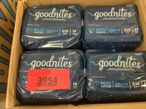 Box of Goodnites Boys' Nighttime Bedwetting Underwear, Size S/M (43-68 lbs), 14 Ct