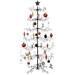 Wrought Iron Christmas Tree Ornament Display w/ Easy Assembly, Stand - 6ft 