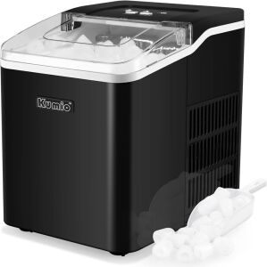 KUMIO Countertop Ice Machine, 9 Bullet Ice in 6-8 Mins, 26.5 lbs in 24 hrs, Self-Cleaning - No Box