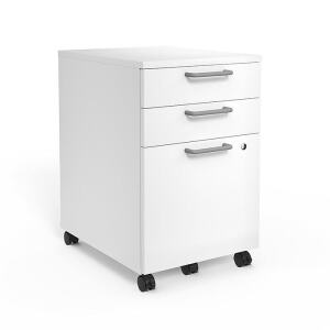 Union & Scale™ Essentials 3-Drawer Vertical File Cabinet, Mobile/Pedestal, Letter/Legal, White, 21" (UN56980)