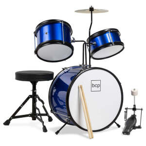 Kids Beginner 3-Piece Drum, Musical Instrument Set w/ Sticks, Stool, Pedal