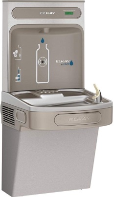 Elkay EZS8WSLK EZH2O Bottle Filling Station with Single ADA Cooler, Non-Filtered 8 GPH, 46.3" x 18.3" x 19", Light Gray Granite - NEW, $995 Retail Value