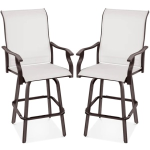 Set of 2 Swivel Barstools w/ 360 Rotation, All-Weather Mesh  20"(L) x 23.5"(W) x 51.5"(H)