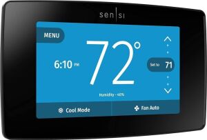 Sensi Touch Smart Thermostat by Emerson with Touchscreen Color Display, Programmable, Wi-Fi, Mobile App, Easy DIY, Data Privacy, Works Alexa, Energy Star Certified, ST75 - Black, C-Wire Required