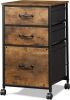 DEVAISE Mobile File Cabinet Printer Stand, 3 Fabric Drawers, Wood Grain Print