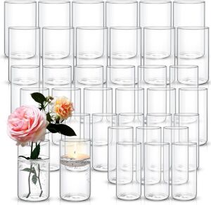 Yaomiao 36 Pcs Glass Cylinder Vases, 3 Diameters, 6" Tall