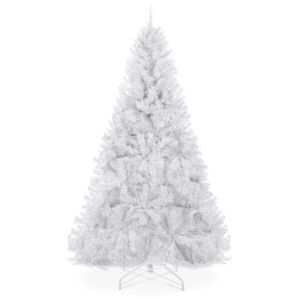 6' Premium White Artificial Pine Christmas Tree w/ Tips, Foldable Metal Base 