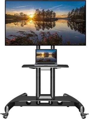 North Bayou Height Adjustable Heavy Duty Mobile TV Cart for 32"-75" Flat Panel Screens up to 100lbs