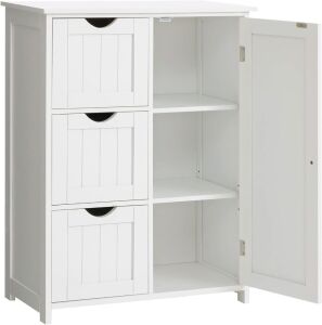 IWELL Bathroom Storage Cabinet with 3 Large Drawers and 1 Adjustable Shelf