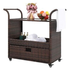 Wicker Bar Serving Cart 