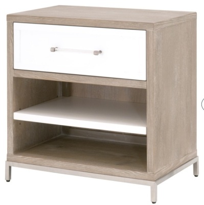 Essentials For Living Wrenn 1-Drawer Nightstand | 6139.NG/WHT-BSTL | Natural Grey Nightstand 27 1/2" x 18" x 28.5" $1099 